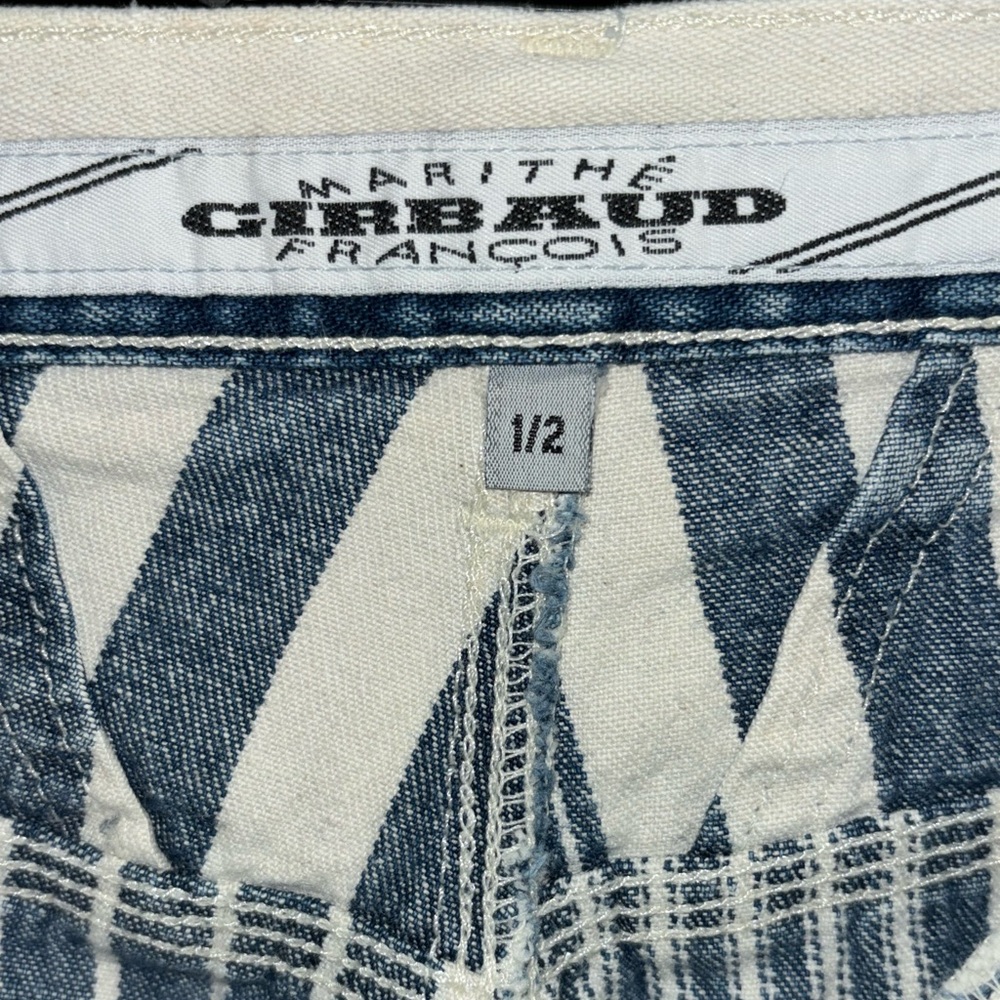 Vintage Marithe Francois Girbaud Blue and White Striped Jean Shorts - Picture 3 of 5